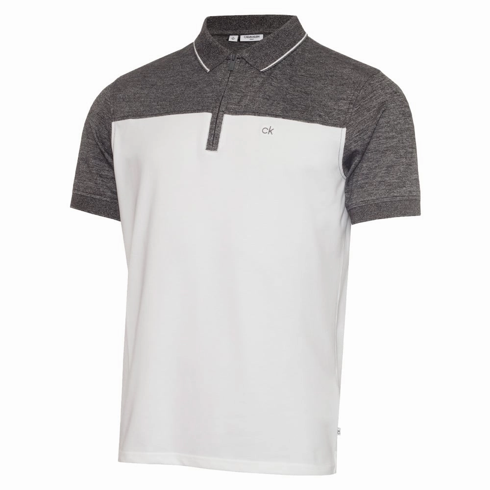 Calvin Klein Morris Polo Shirt - White/Charcoal Marl Complementary Colors Urban Look