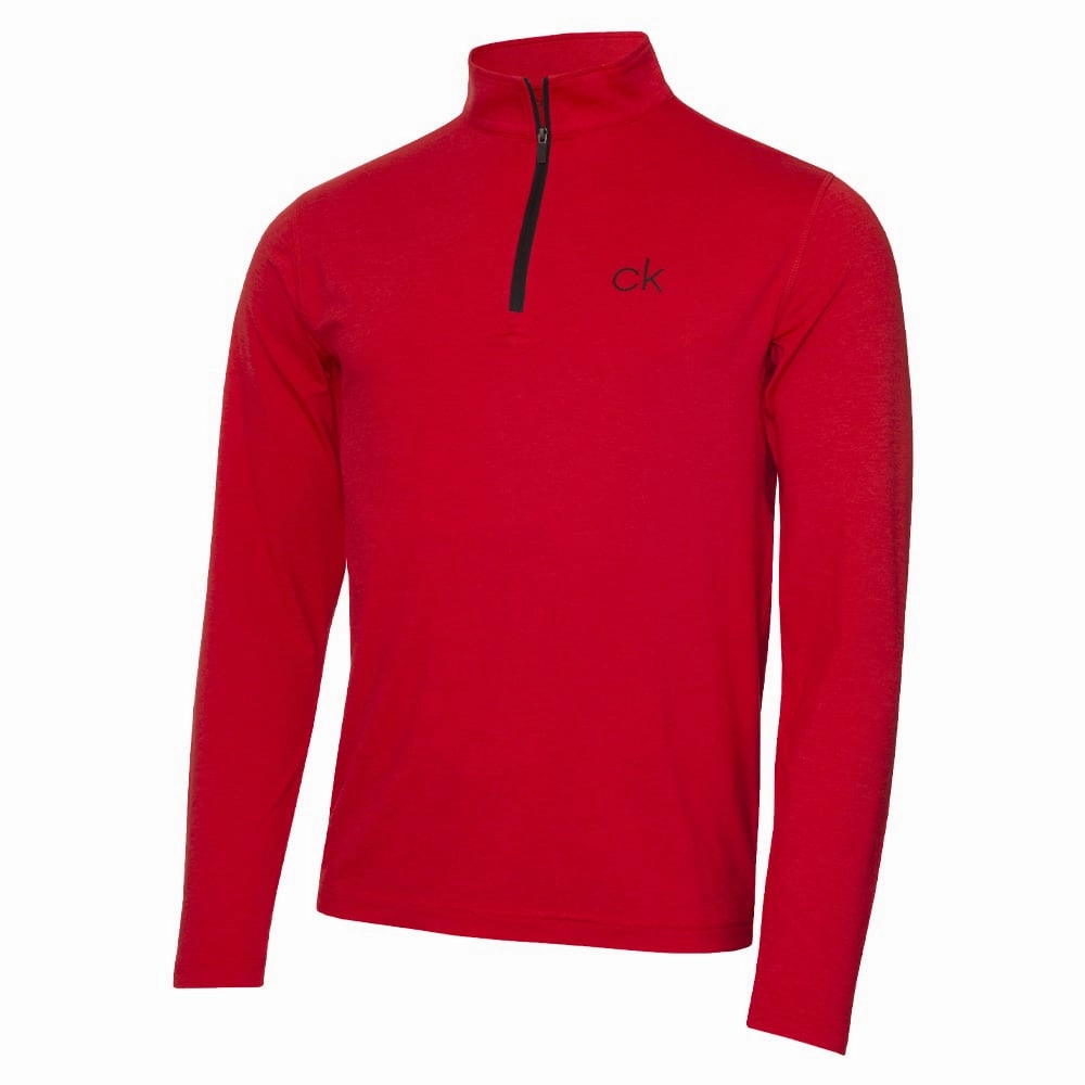Classic Layer Calvin Klein Newport 1/2 Zip Pullover - Power Red Marl