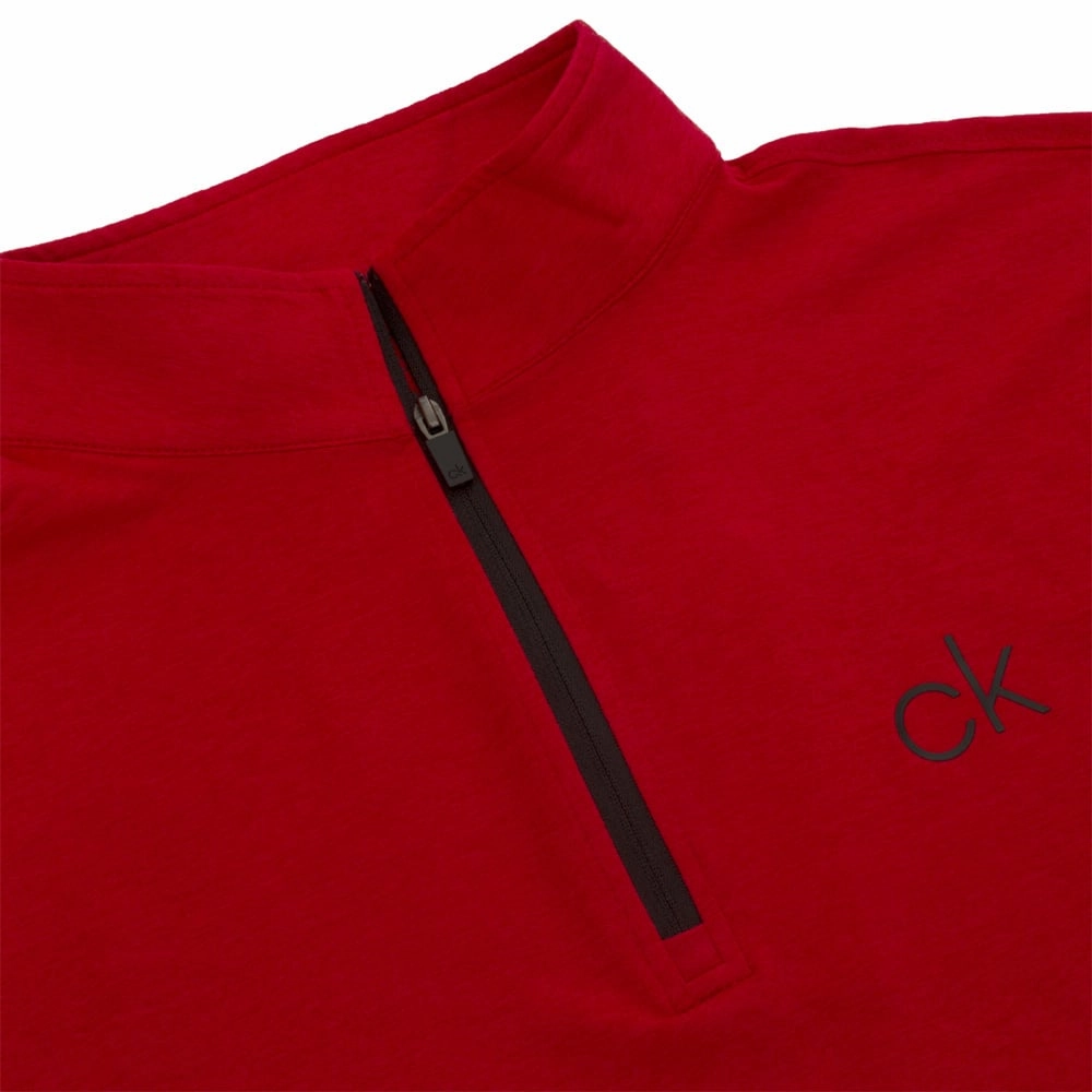 Calvin Klein Newport 1/2 Zip Pullover - Power Red Marl V neck