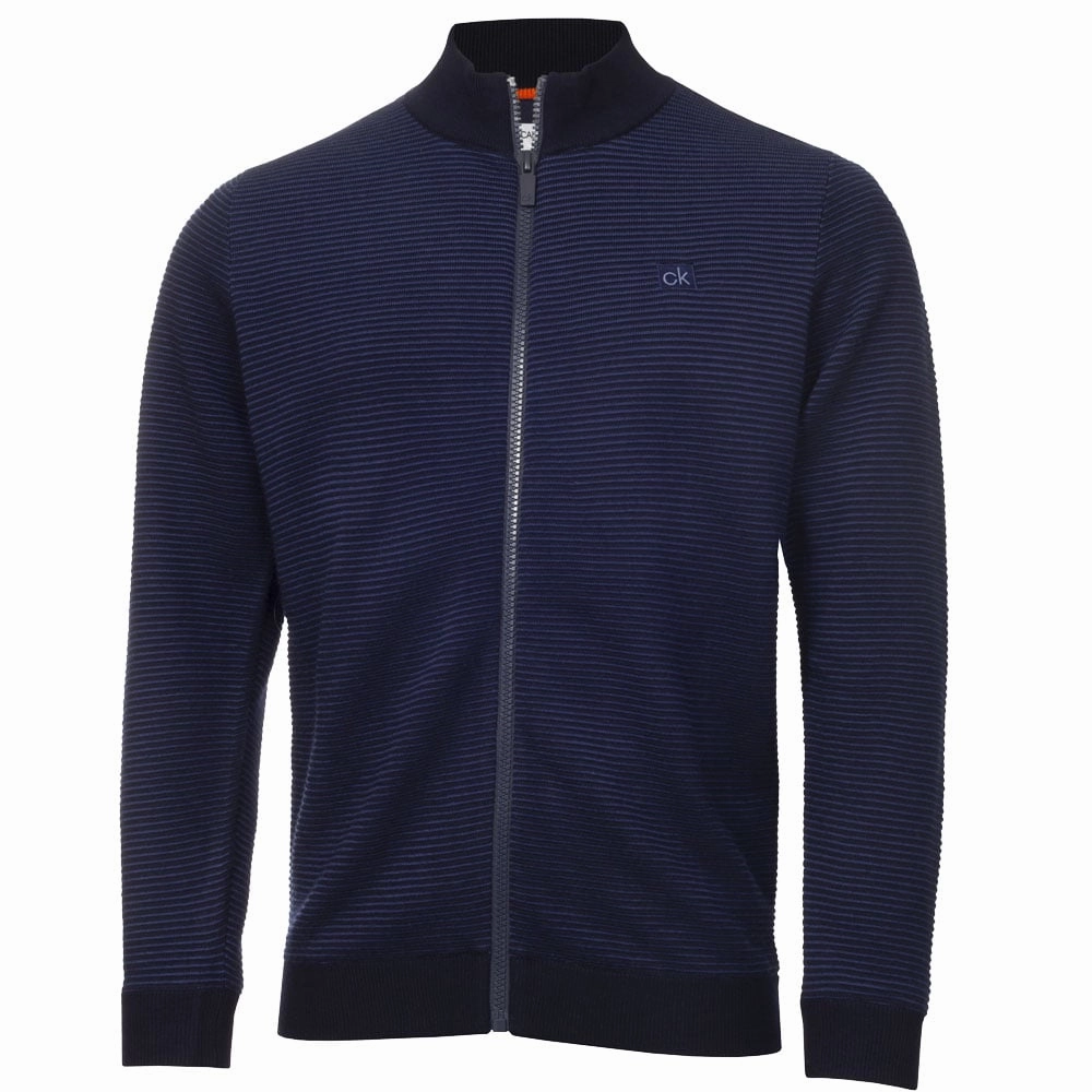 teens' Active Design Calvin Klein Ottoman Full Zip Lined Sweater - Navy