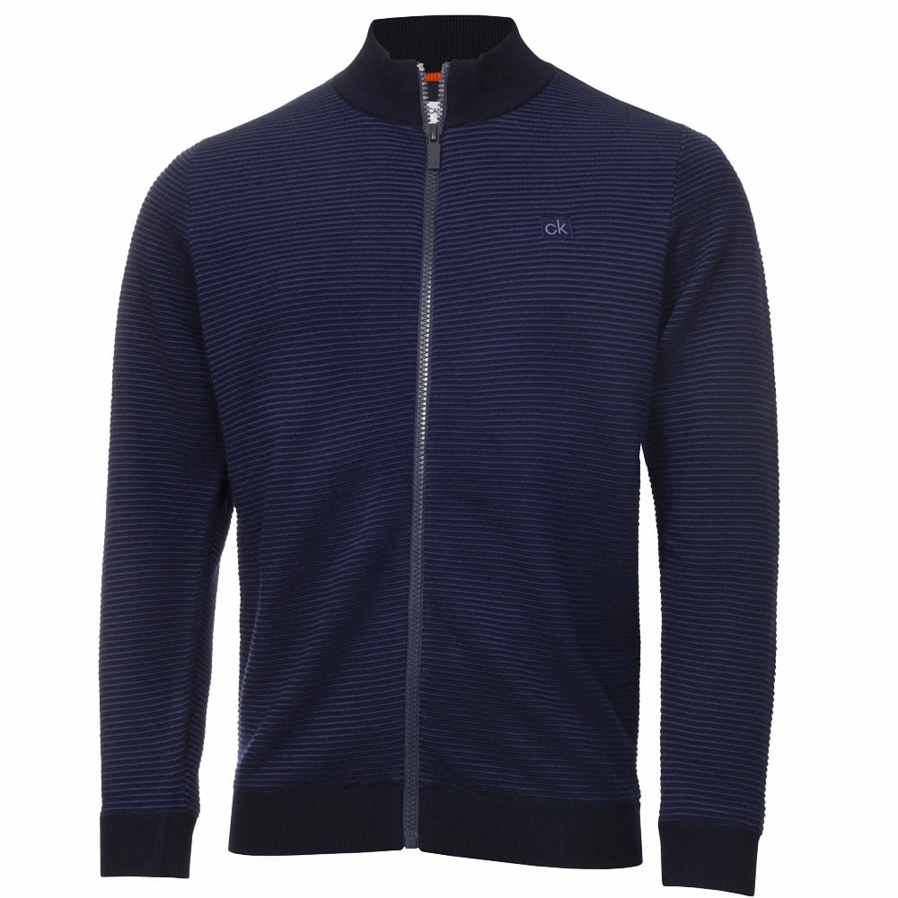 Calvin Klein Ottoman Full Zip Lined Sweater - Navy birthday wear