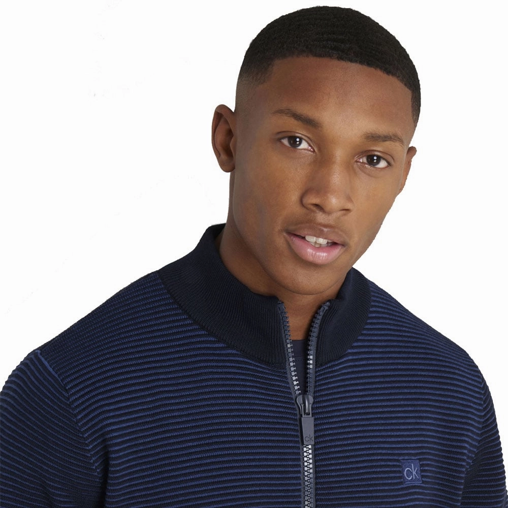 Calvin Klein Ottoman Full Zip Lined Sweater - Navy Weekend Casual