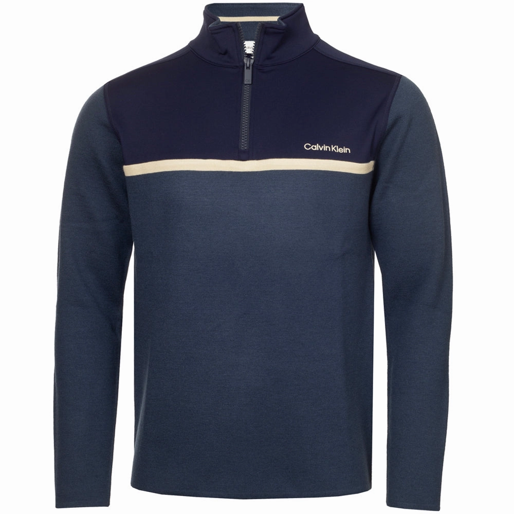 Calvin Klein Padera Hybrid Sweater - Engine Blue embroidery accents