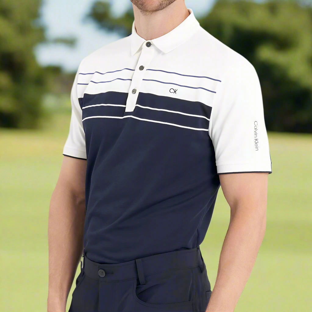 Recycled Polyester Thread Seasonal Staple Calvin Klein Pinebrook Polo Shirt - Navy