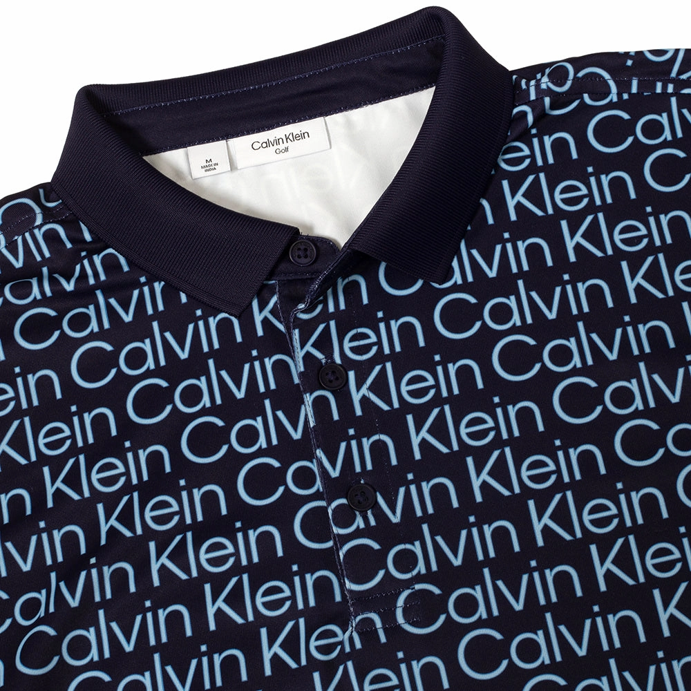 thermal Winter Layer Calvin Klein Print Polo Shirt - Evening Blue/Blue