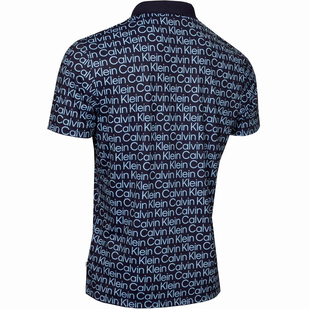Relaxed fit wear Anti Pilling Surface Calvin Klein Print Polo Shirt - Evening Blue/Blue