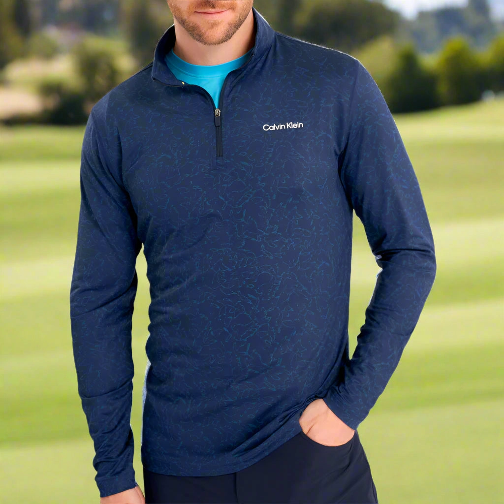 Calvin Klein Printed Newport Half Zip Pullover - Navy Athletic Wear Durable Fabric