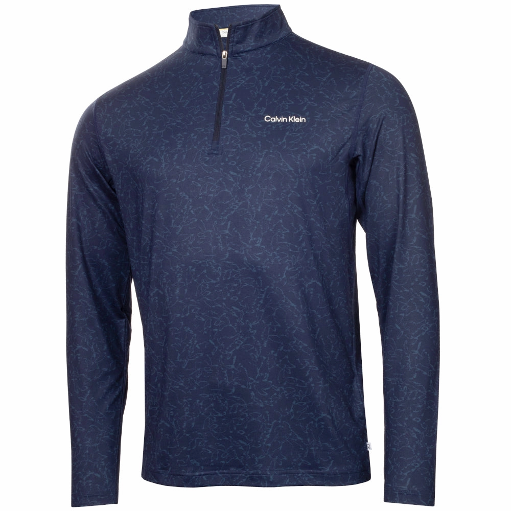 Comfortable Wear Quick-Dry Tech Calvin Klein Printed Newport Half Zip Pullover - Navy