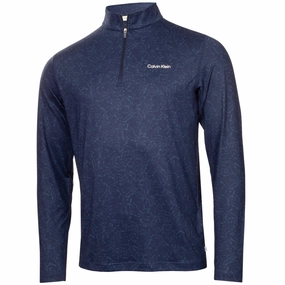 Comfortable Wear Quick-Dry Tech Calvin Klein Printed Newport Half Zip Pullover - Navy