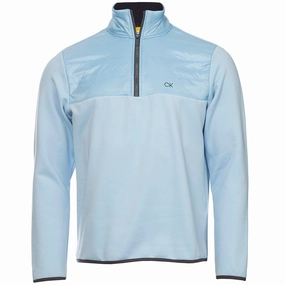 Calvin Klein Ramond Hybrid 1/4 Zip Pullover - Airblue Trendy Basics vacation wear