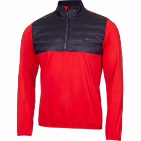 Calvin Klein Rangewood 1/2 Zip Hybrid Pullover - Red product festival wearability Vintage Style