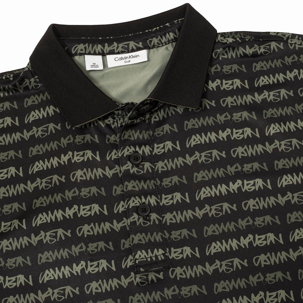 Plus size confidence EcoFriendly Dye Calvin Klein Signature Polo Shirt - Black/Cameo Green