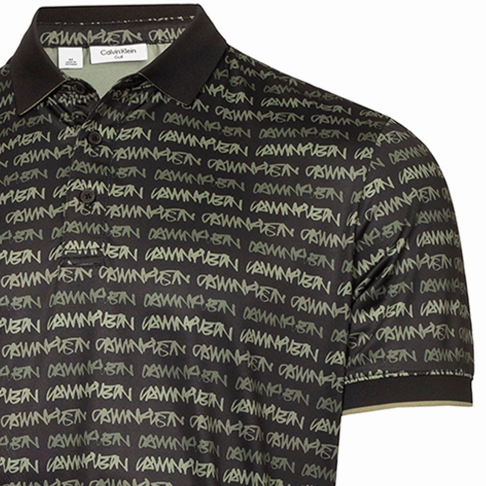 Calvin Klein Signature Polo Shirt - Black/Cameo Green Cozy Fit Comfortable fit