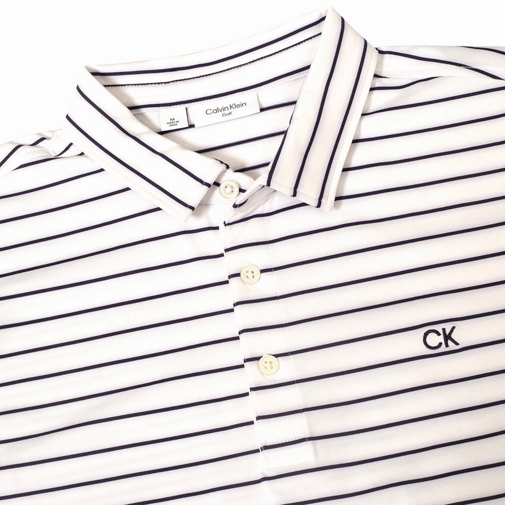 Calvin Klein Silverstone Polo Shirt - White/Evening Blue Adaptable Anti Perspiration Lining