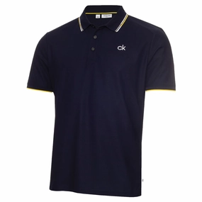 Tear Resistant Knit Comfy Layer Calvin Klein Snead Polo Shirt - Navy
