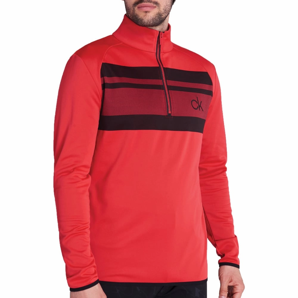 Calvin Klein Taylor Half Zip Sweater - Power Red Chilly Day Outfit