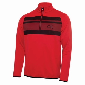 Calvin Klein Taylor Half Zip Sweater - Power Red Relaxed Style Sporty Jacket