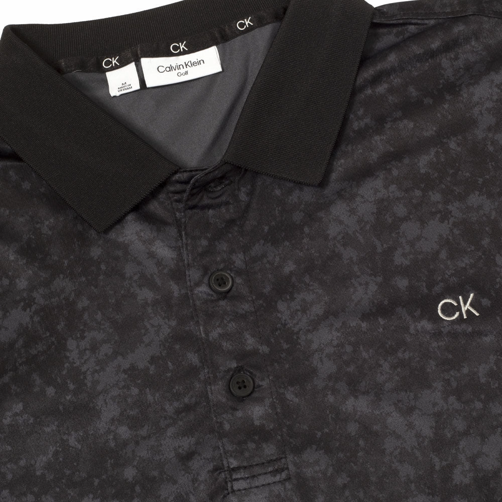 All-Season Comfort Organic Cotton Blend Calvin Klein Tie Dye Print Polo Shirt - Black