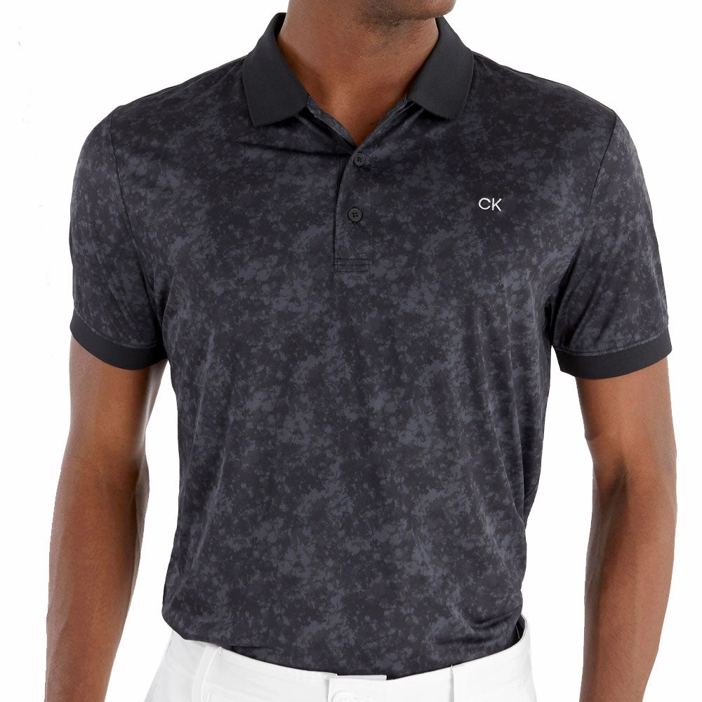 Chafe Free Armhole Calvin Klein Tie Dye Print Polo Shirt - Black