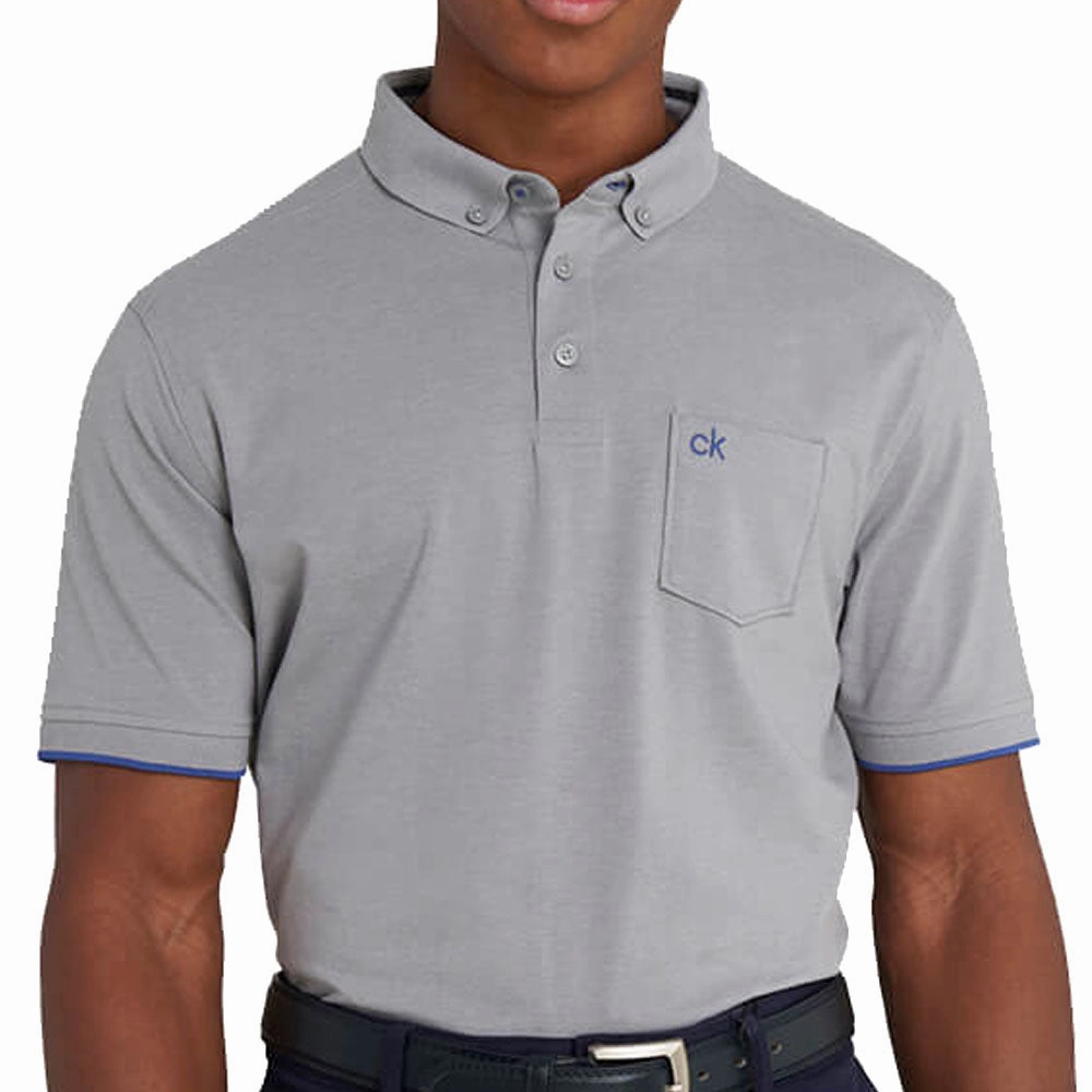 Cozy And Warm Soft and breathable Calvin Klein Trinity Short Sleeve Polo Shirt - Grey Marl