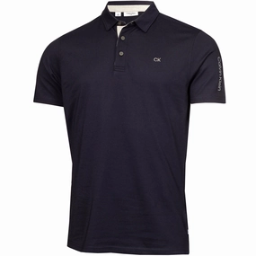 Calvin Klein Uni Polo Shirt - Navy Durable Knit Structure Weekend Wardrobe