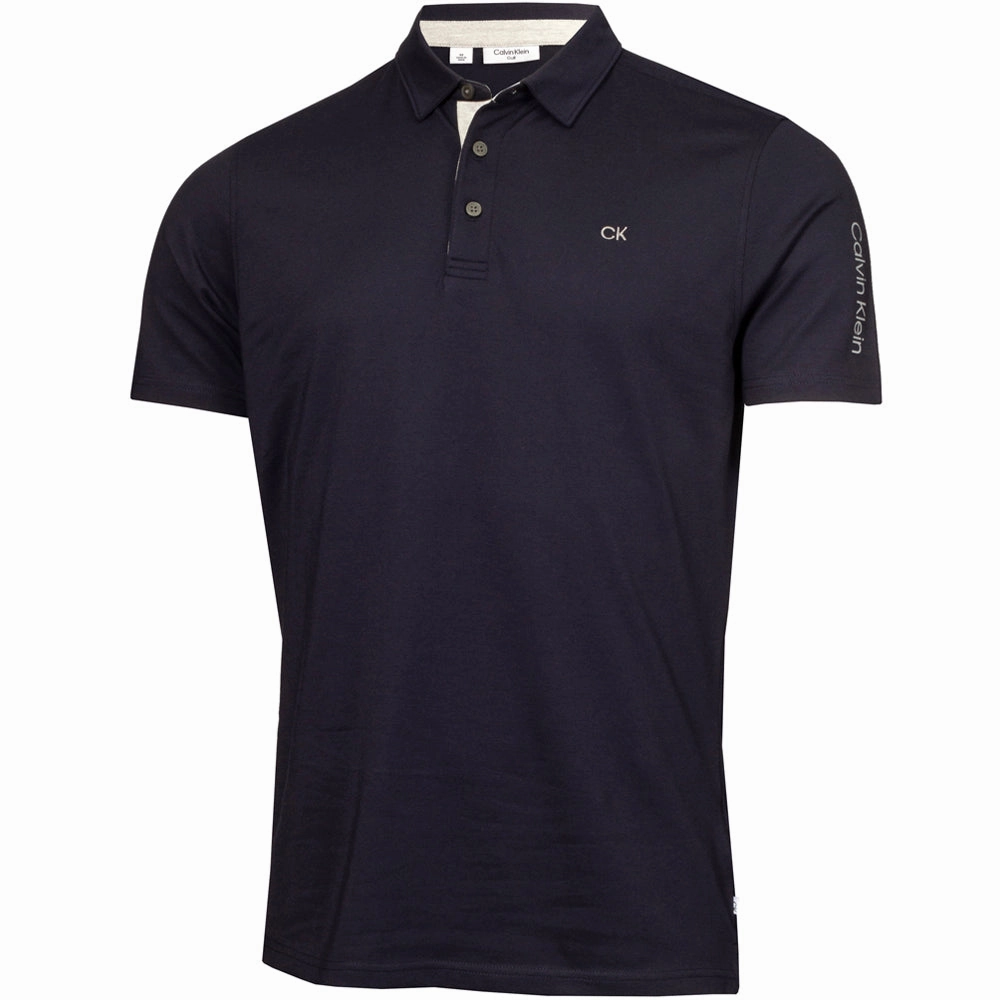 Calvin Klein Uni Polo Shirt - Navy Durable Knit Structure Weekend Wardrobe
