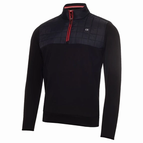 Calvin Klein Vardon Hybrid Half Zip Pullover - Black Mesh Lining Comfort Wear