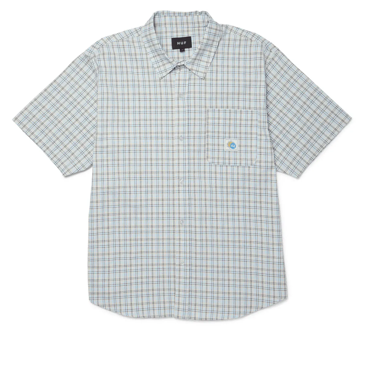 HUF Total Eclipse Plaid Shirt - Light Blue Evening Elegance Laser Cut Edge Detail