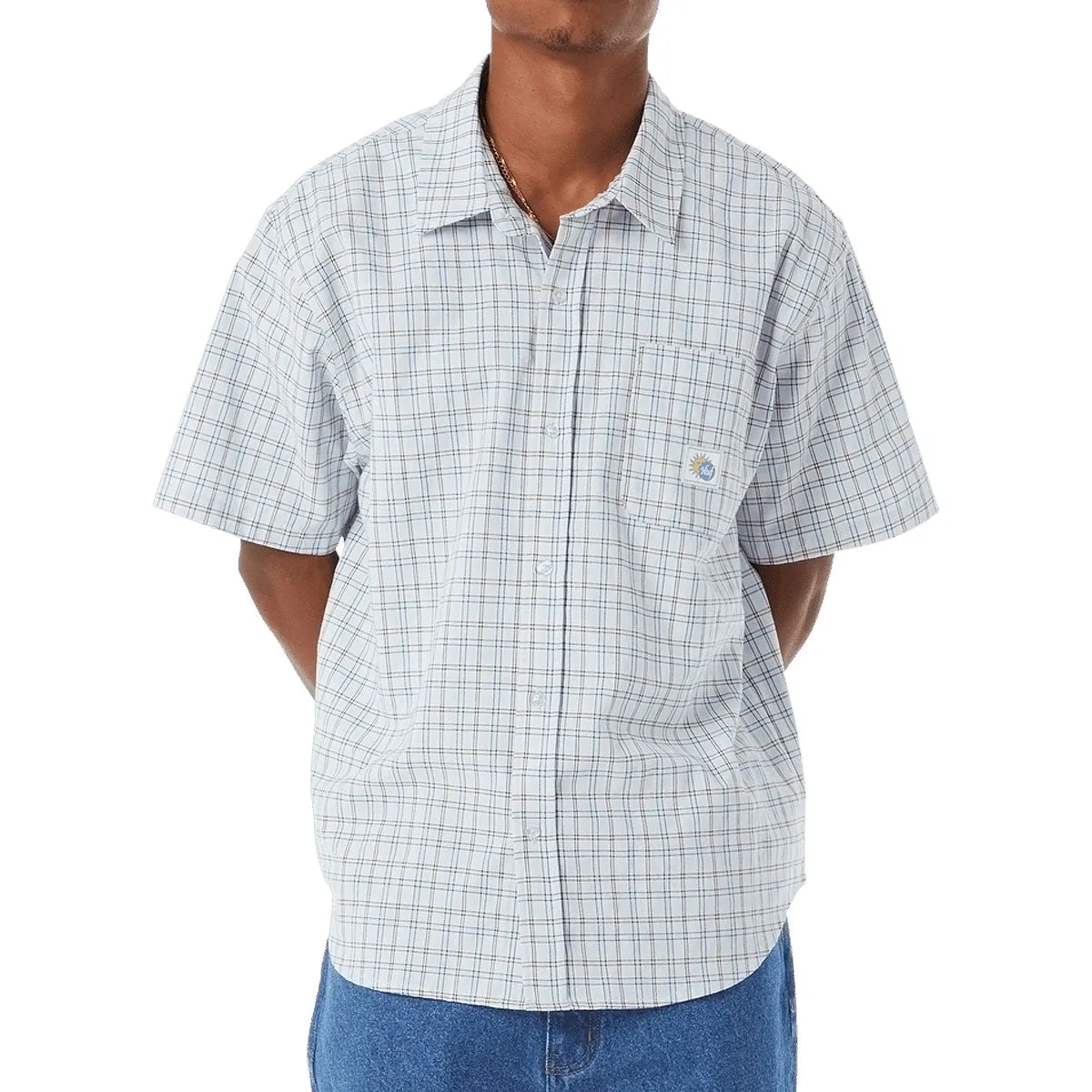 HUF Total Eclipse Plaid Shirt - Light Blue Ventilated Back Panel