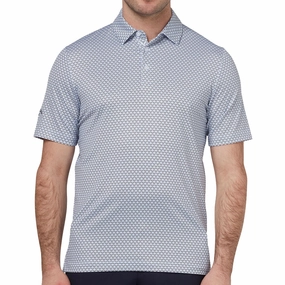 Low Profile Collar ReinforcedNeckline Callaway Trademark Ombre Chev Print Polo Shirt - Bright White