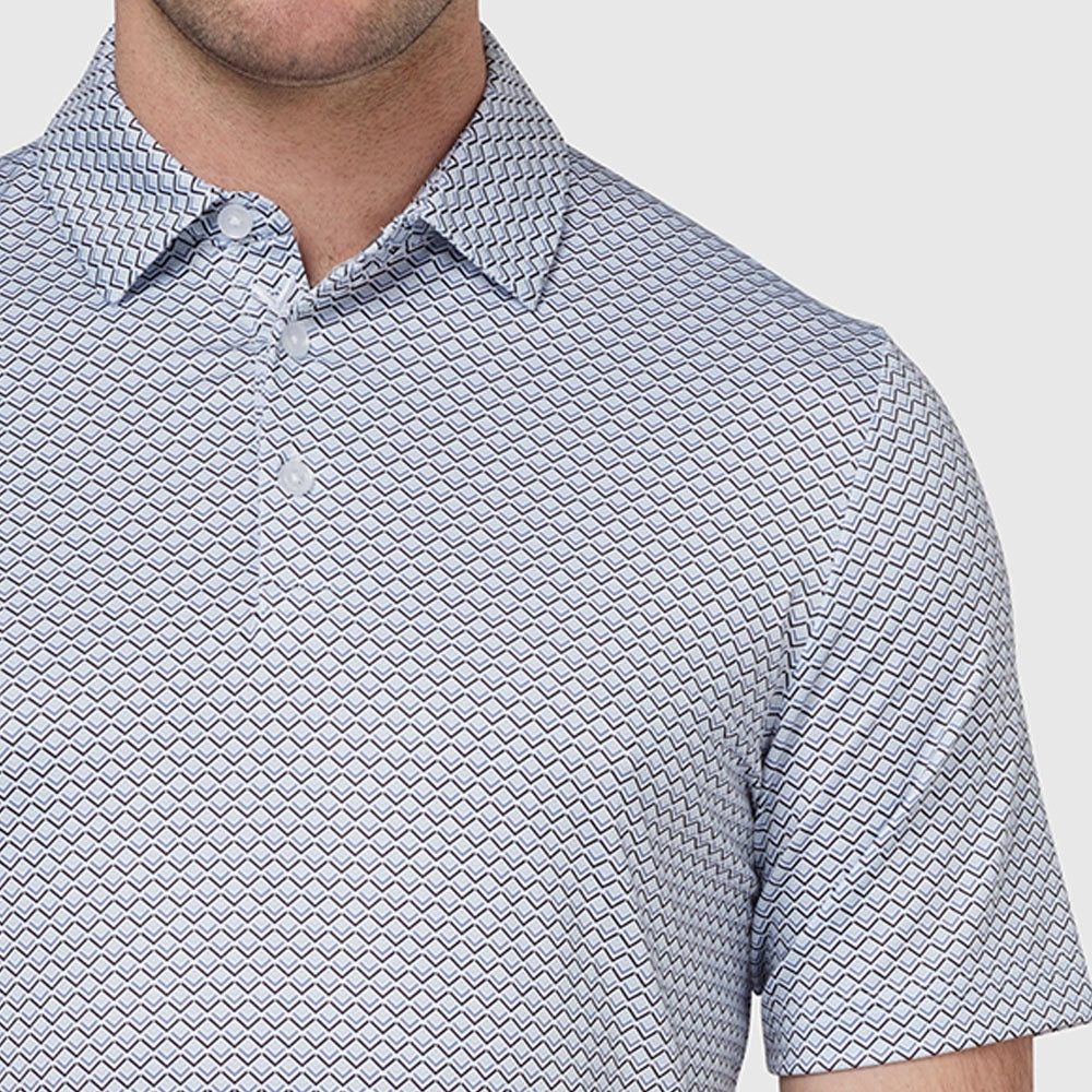 Contrast Inner Binding Soft touch finish Callaway Trademark Ombre Chev Print Polo Shirt - Bright White