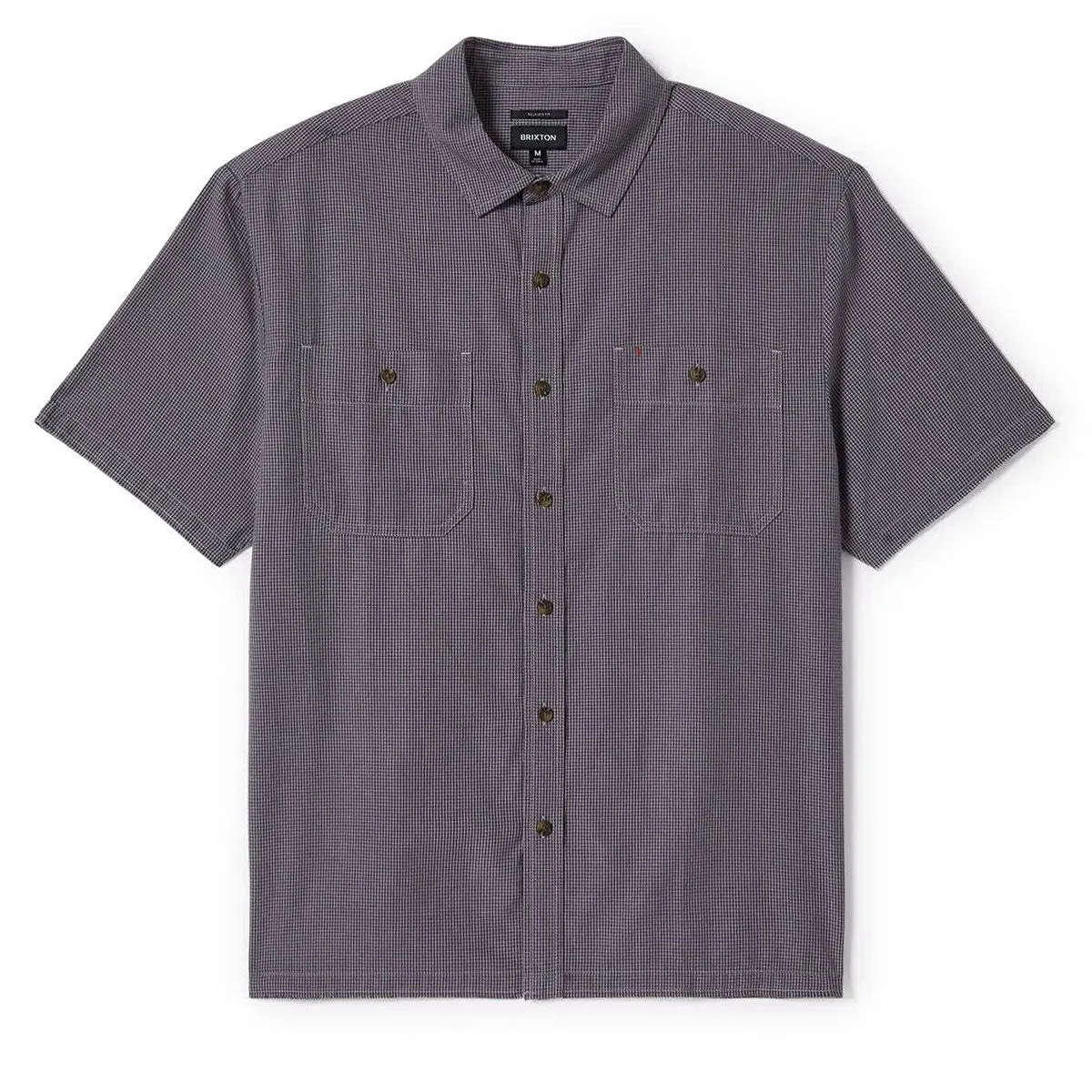 Loose Fit High-Quality Material Brixton Cru Micro Plaid Shirt - Washed Navy Micro Plaid