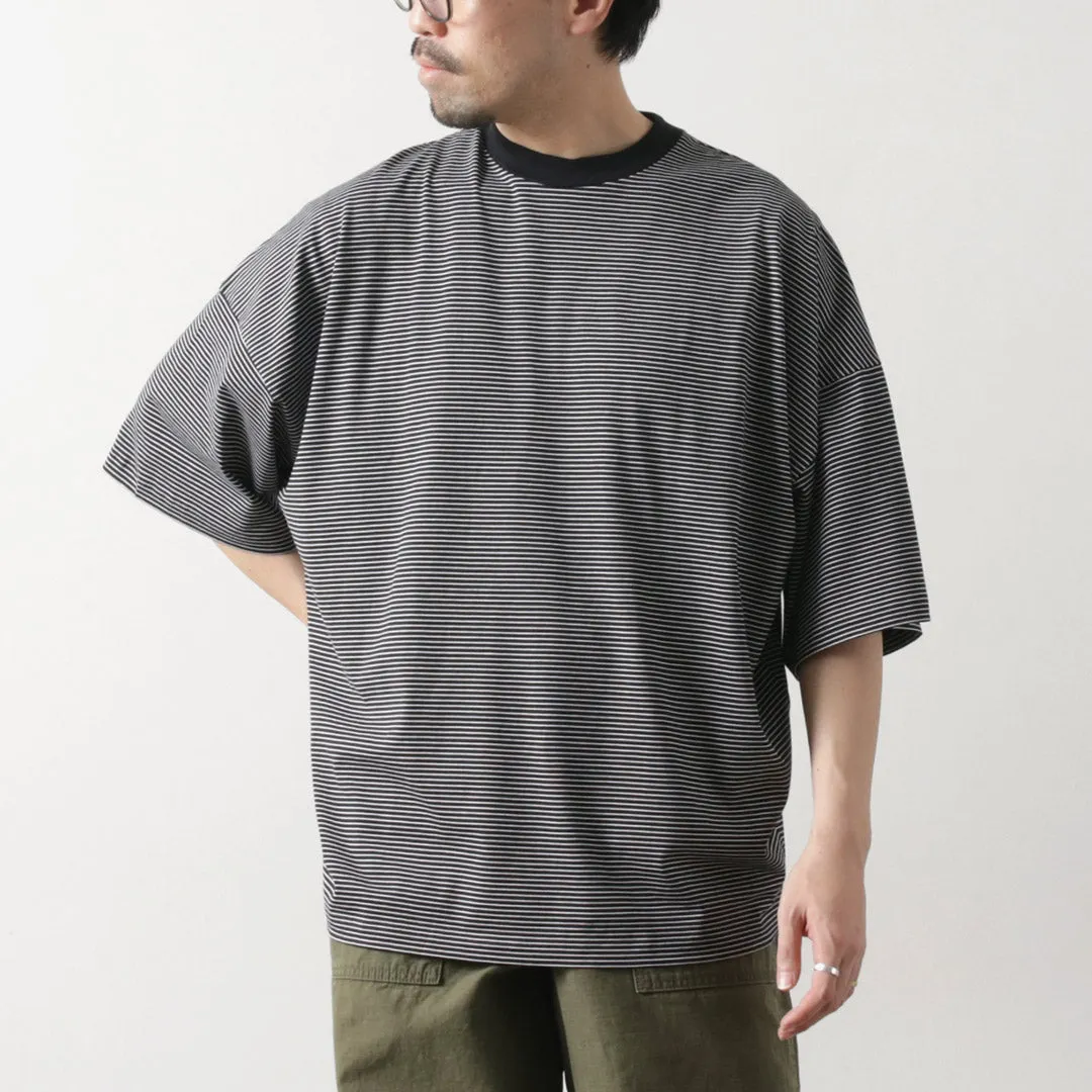 HANDVAERK / Short Sleeve Tapered Big Striped T-Shirt Classic Trend Look Airflow Ventilation Design