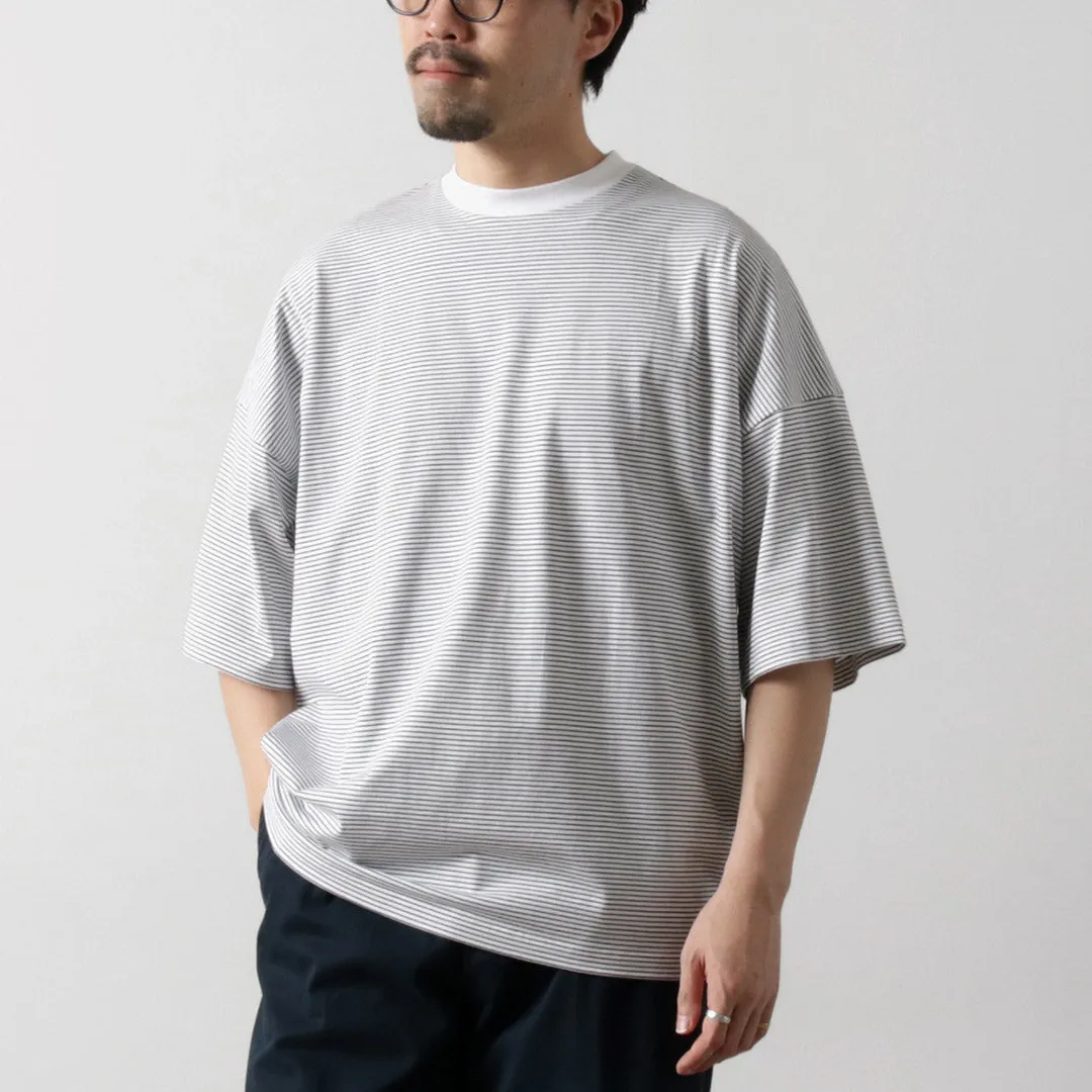HANDVAERK / Short Sleeve Tapered Big Striped T-Shirt RelaxedFit Weekend Smart Look