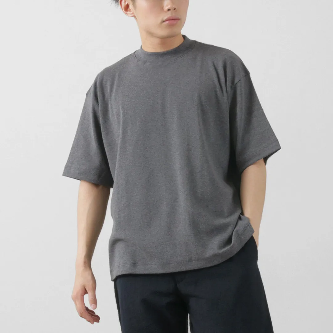 GICIPI / VONGOLA Mock Neck Relaxed Fit Milled T-Shirt Eco Certified Textile Stylish Essential
