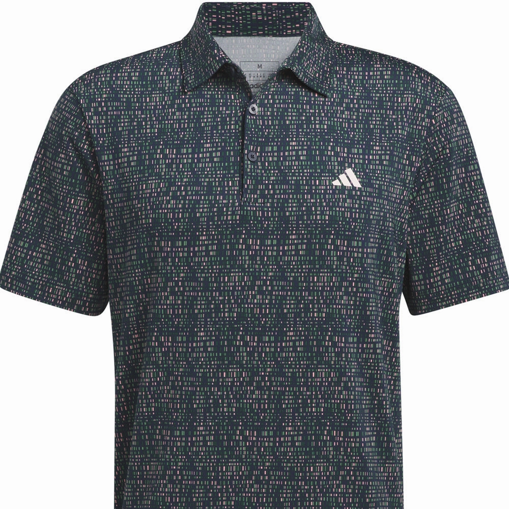 Non Fading Material Moisture Management Fabric adidas Ultimate365 Power Grid Print Polo Shirt - Collegiate Navy