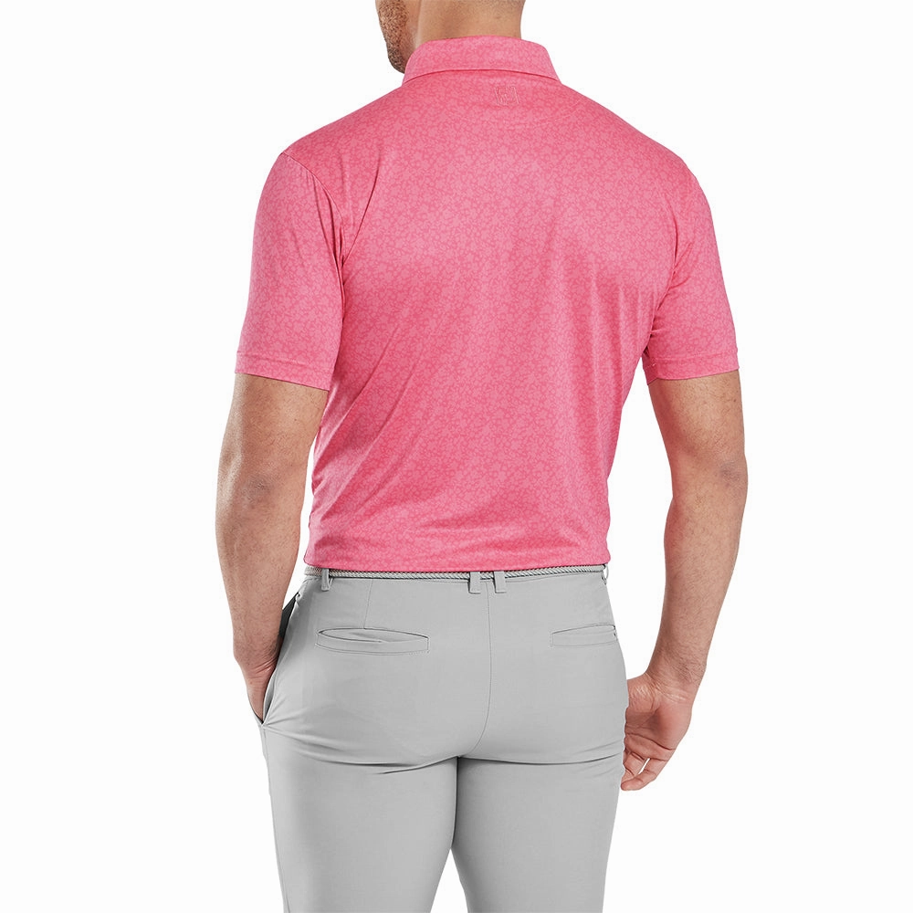 FootJoy Painted Floral Lisle Polo Shirt - Pink Lemonade TemperatureControl Fabric Stretch Fabric Technology