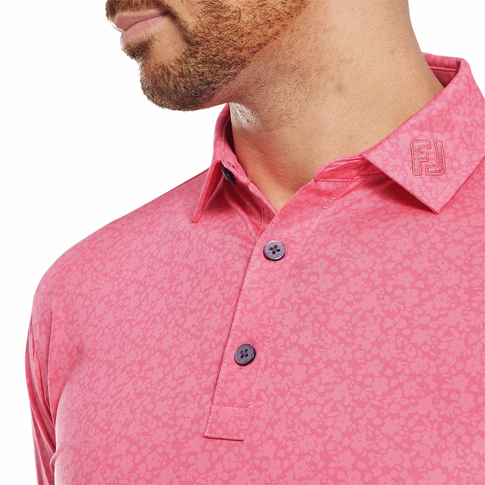Bold Look FootJoy Painted Floral Lisle Polo Shirt - Pink Lemonade