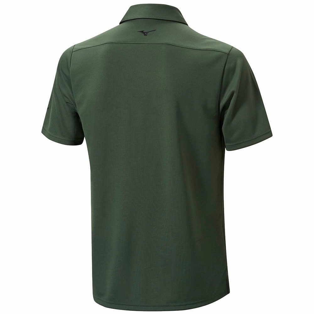 Cool Design Mizuno Breath Thermo Winter Polo Shirt - Forest Green