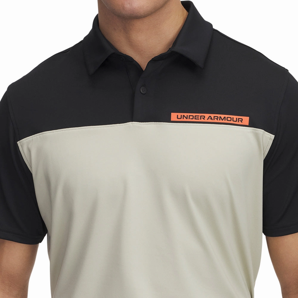 Luxury exclusivity Micro Perforation Under Armour Tee To Green Color Block Polo Shirt - Black/Khaki Base/Fire