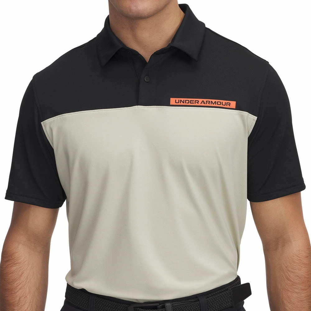 Under Armour Tee To Green Color Block Polo Shirt - Black/Khaki Base/Fire Cool Vibes Trendy Basics