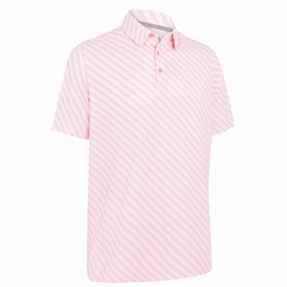 Callaway Twill Print Polo Shirt - Strawberry Pink Comfy Essentials Wear