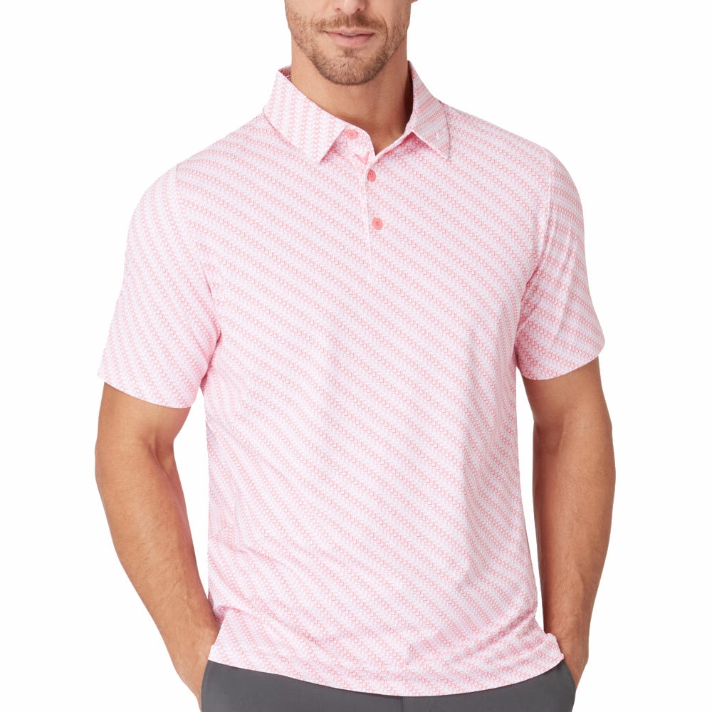 Cool Style Callaway Twill Print Polo Shirt - Strawberry Pink