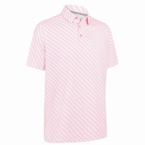 Callaway Twill Print Polo Shirt - Strawberry Pink Comfy Essentials Wear