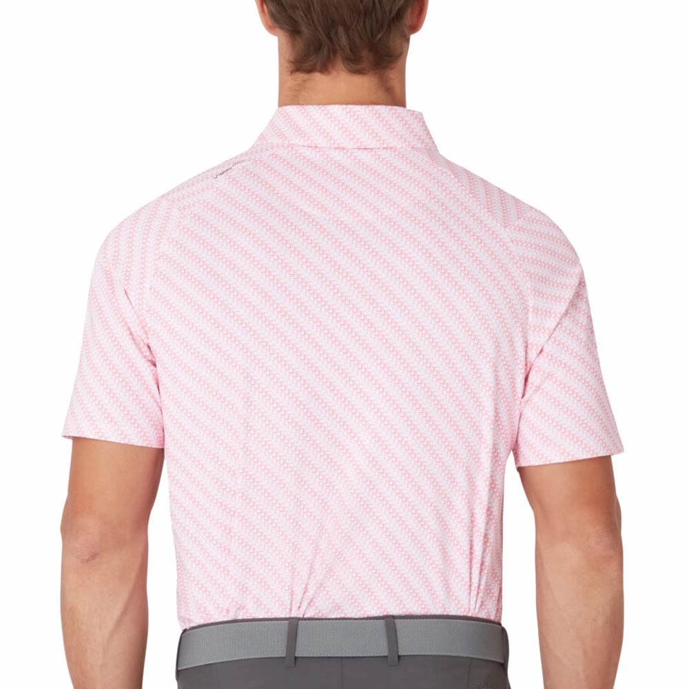 contrast Antibacterial Treatment Callaway Twill Print Polo Shirt - Strawberry Pink