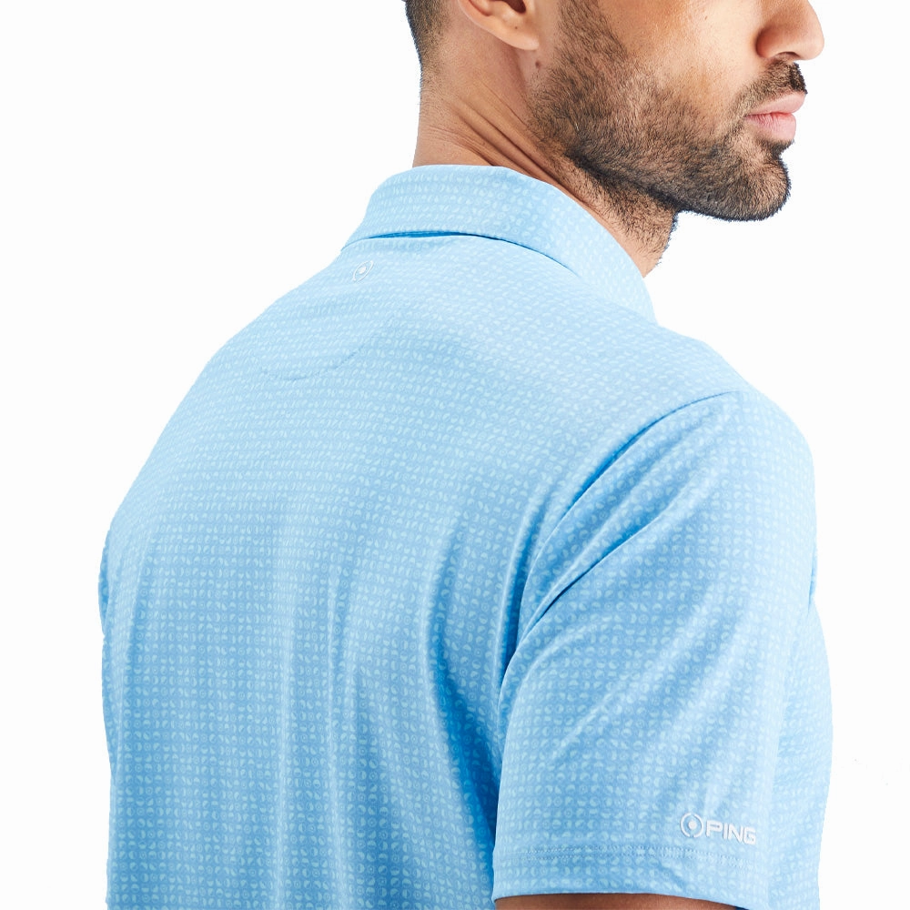 Ping Julian Polo Shirt - Crystal Blue Multi ReinforcedShoulderPanels Chic Casual Wear