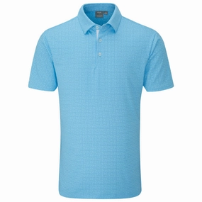 Ping Julian Polo Shirt - Crystal Blue Multi Yoga flexibility Airflow Mesh Panels
