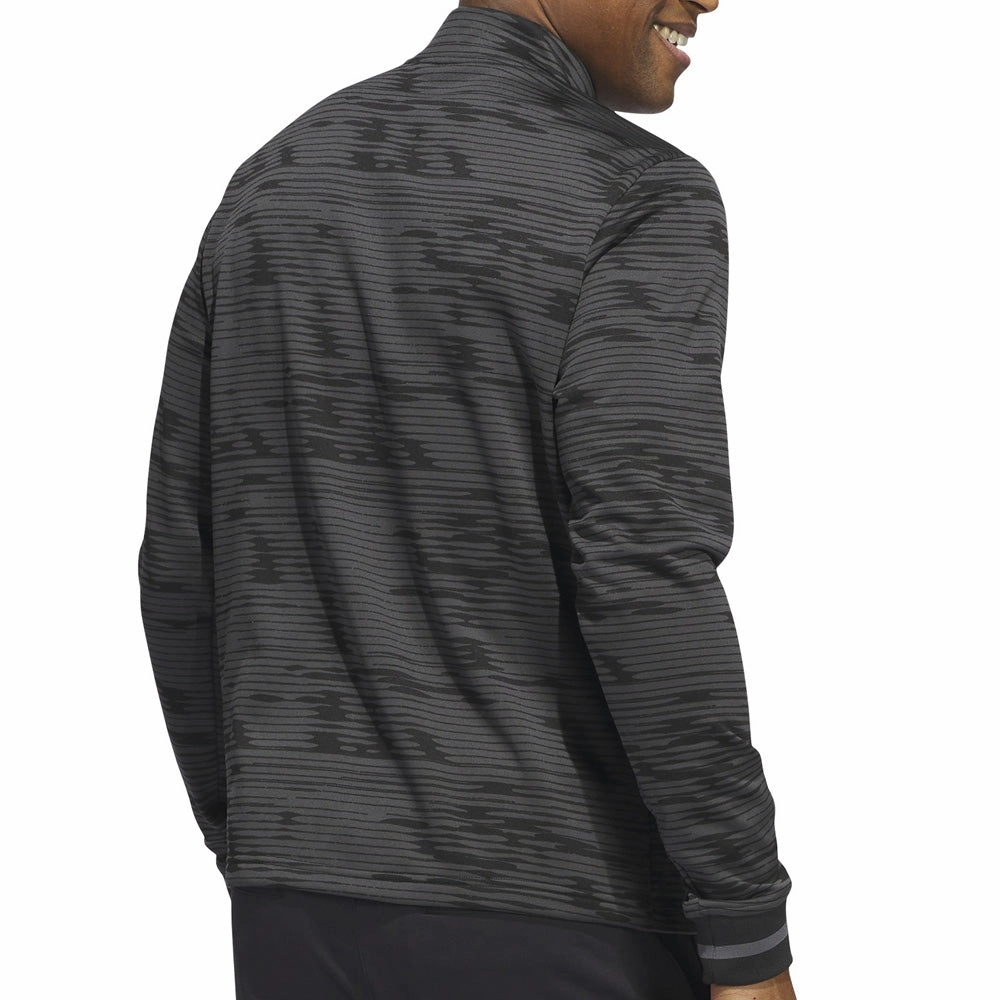 product retro nostalgia Modern Minimal adidas Ultimate365 Linear Stripe 1/4 Zip Pullover - Carbon/Black