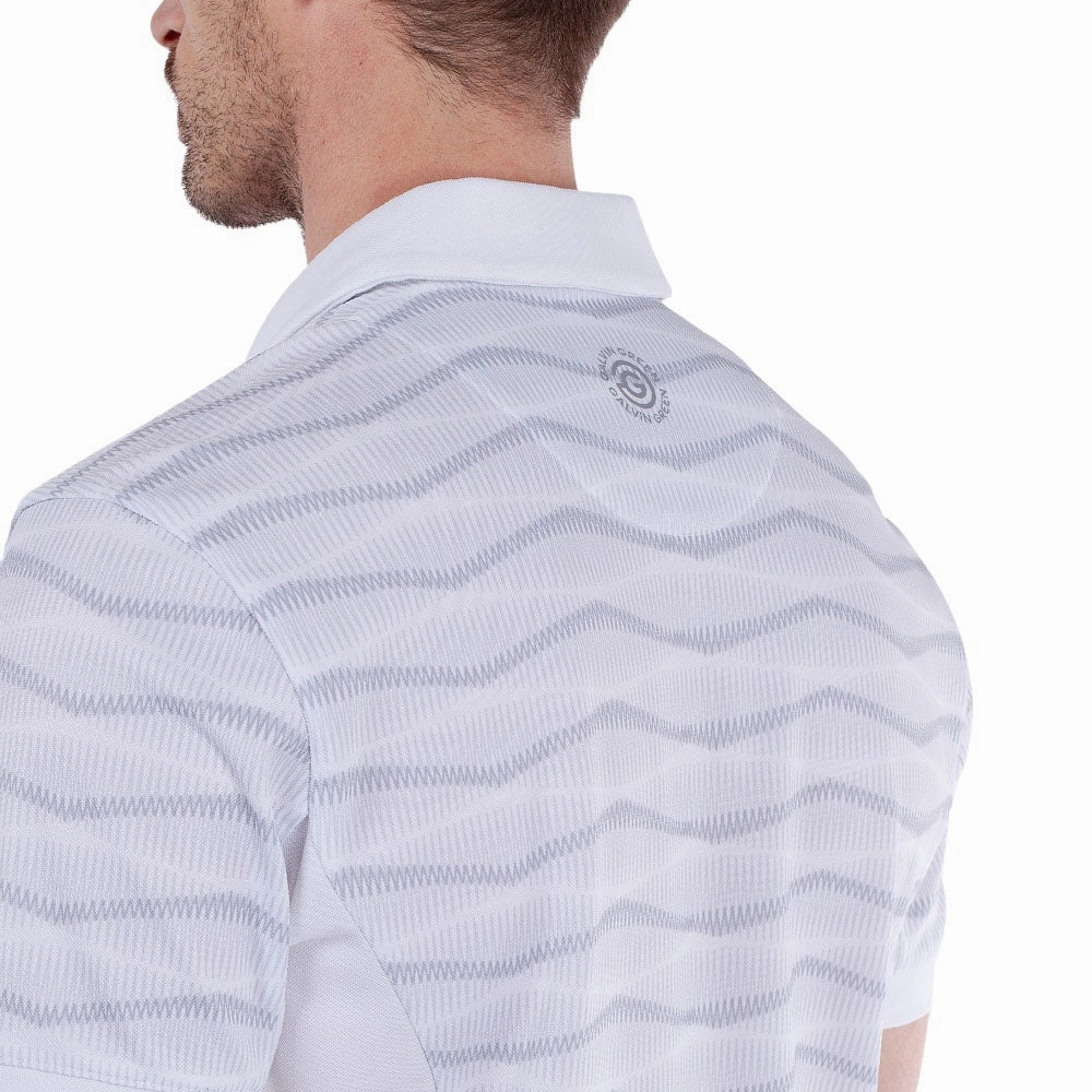 Galvin Green Merlin Polo Shirt - White/Cool Grey Layering Options Sublimation Printed Collar