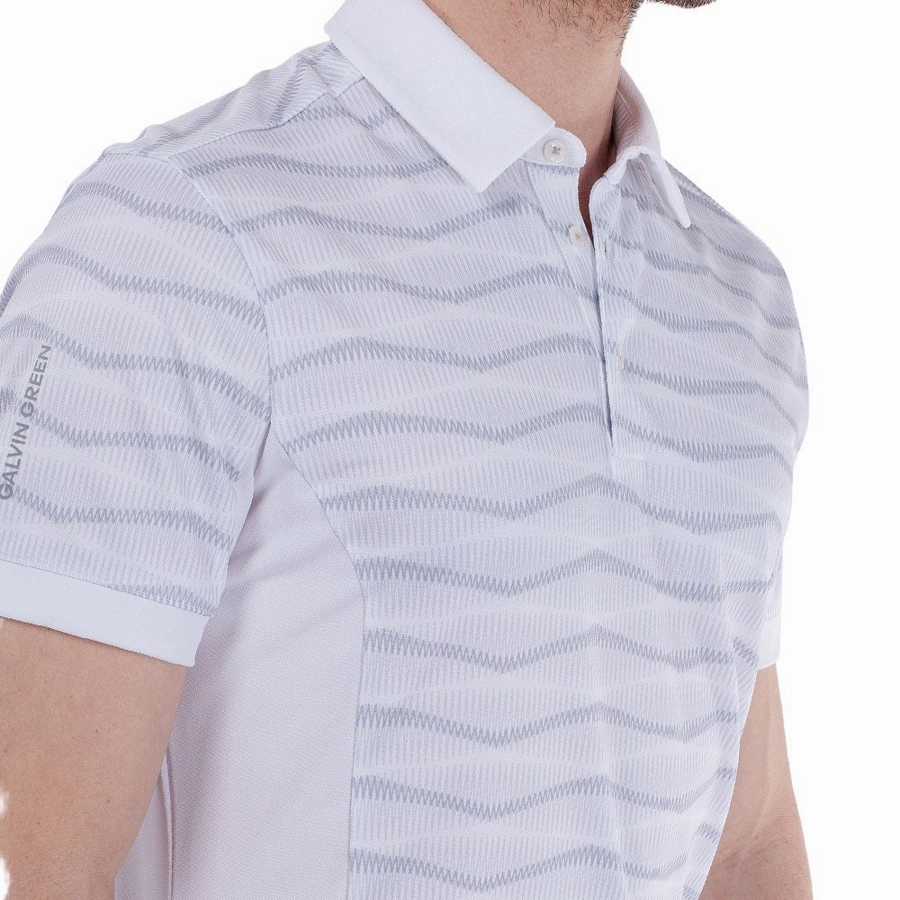 Galvin Green Merlin Polo Shirt - White/Cool Grey Seam Free Back Sporty Chic